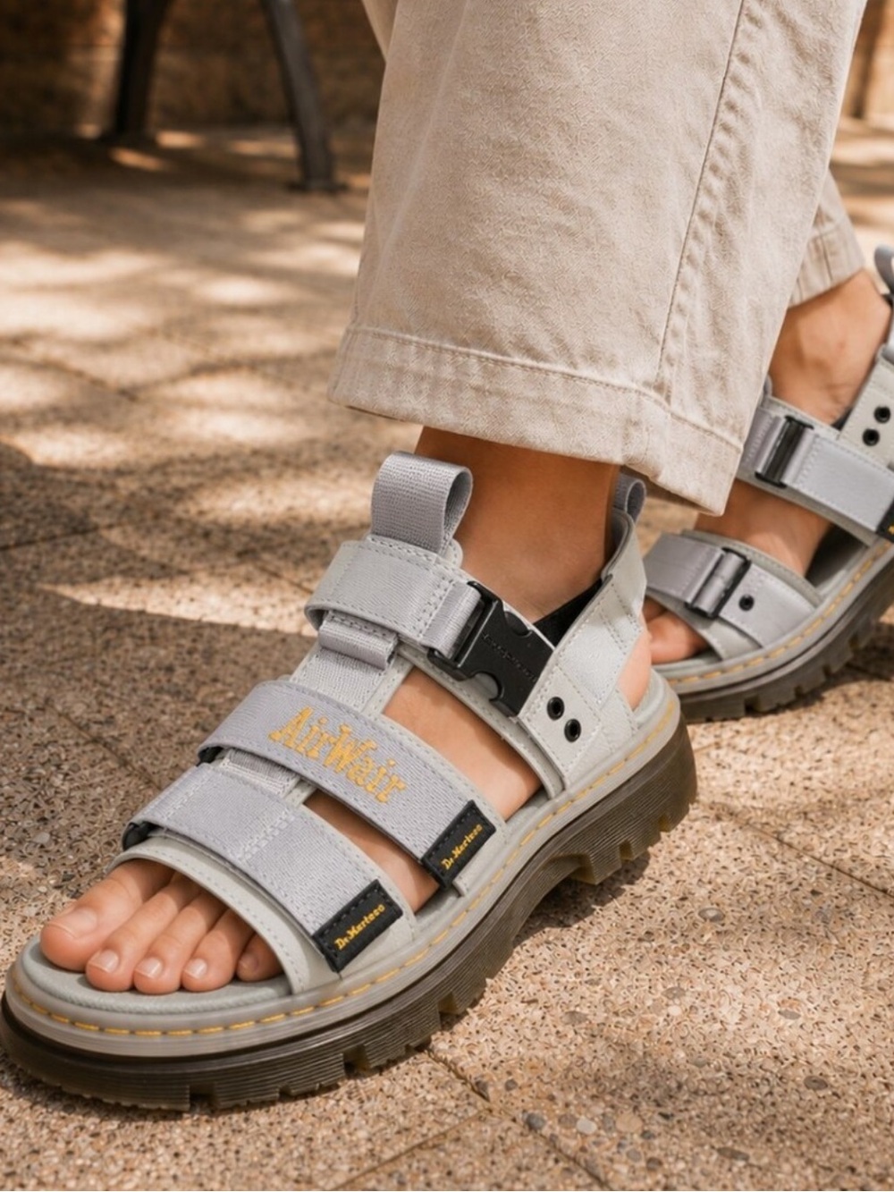 Dr.‎ Martens Light Gray Pearson Webbing Sandals Men's 7 Women's 8